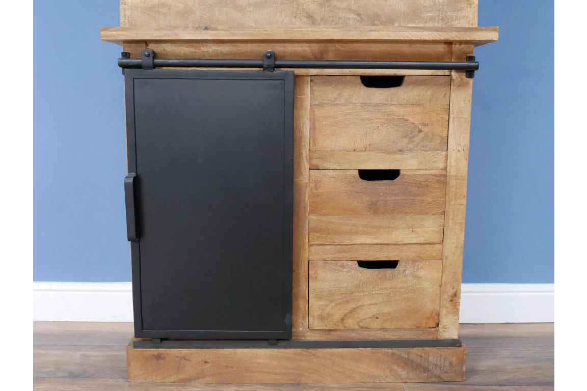Tall Cabinet Sliding Door Wood & Metal - Image 2