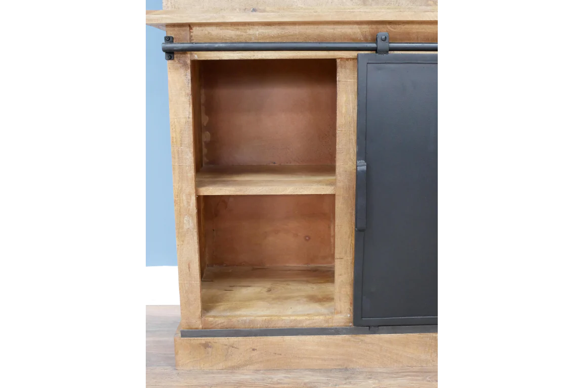 Tall Cabinet Sliding Door Wood & Metal - Image 3