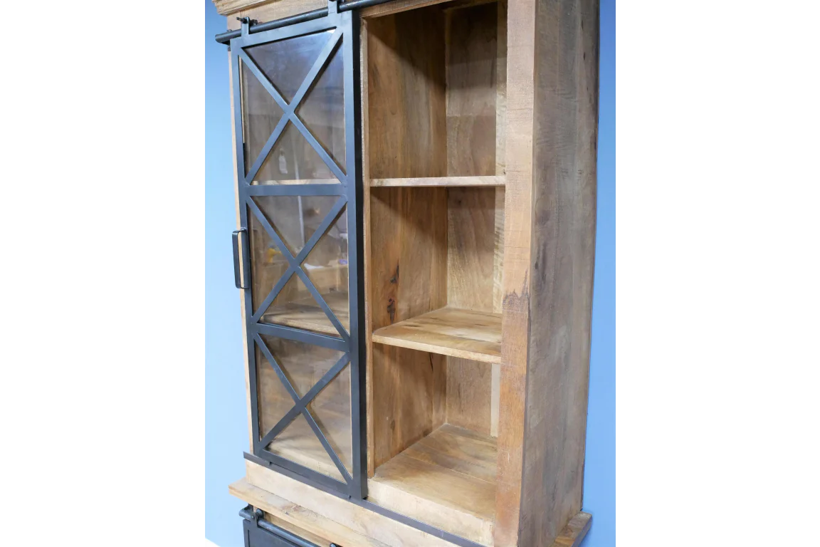 Tall Cabinet Sliding Door Wood & Metal - Image 4
