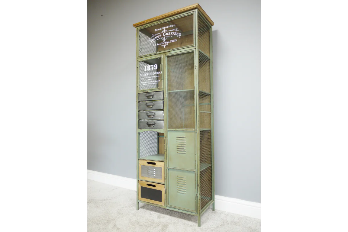 Tall Metal Green Cabinet multi Drawer - Image 2