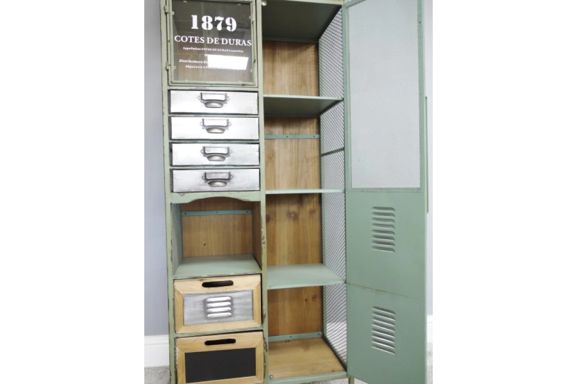 Tall Metal Green Cabinet multi Drawer - Image 3