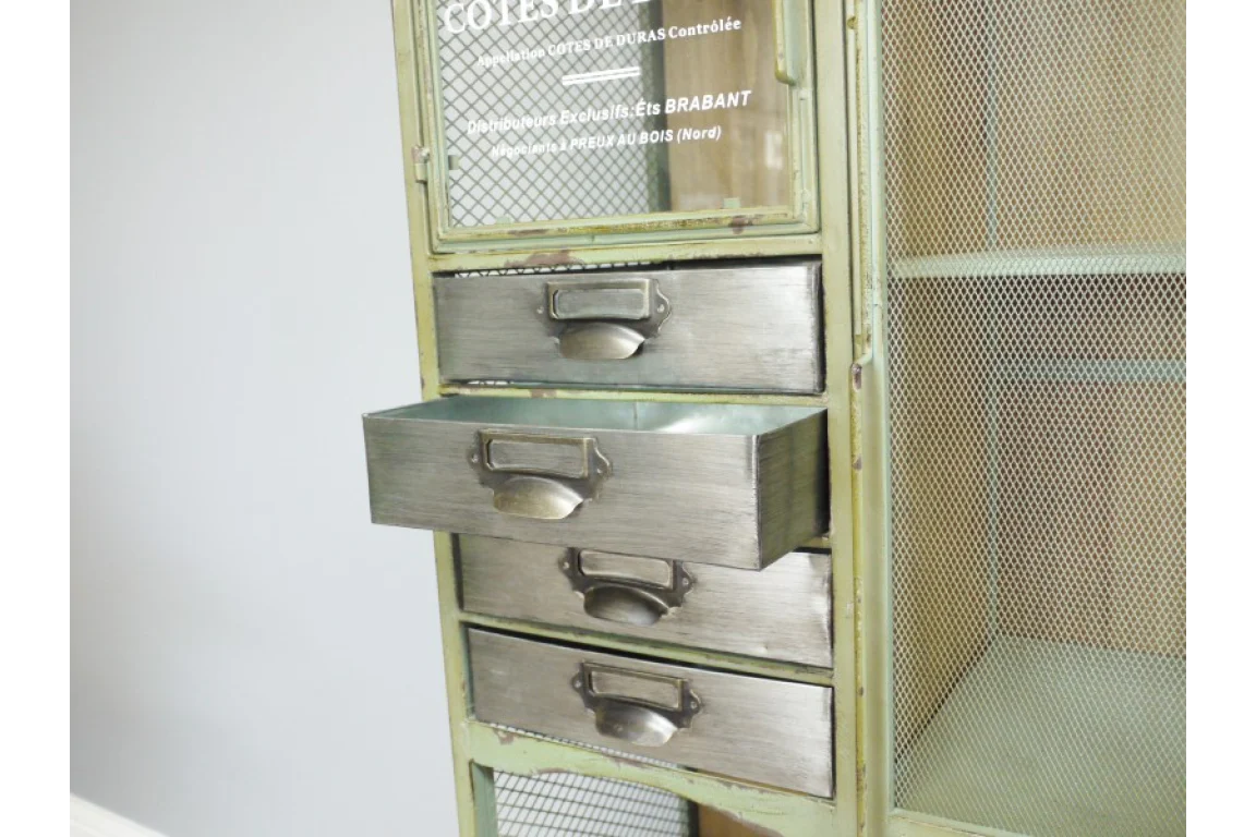Tall Metal Green Cabinet multi Drawer - Image 4
