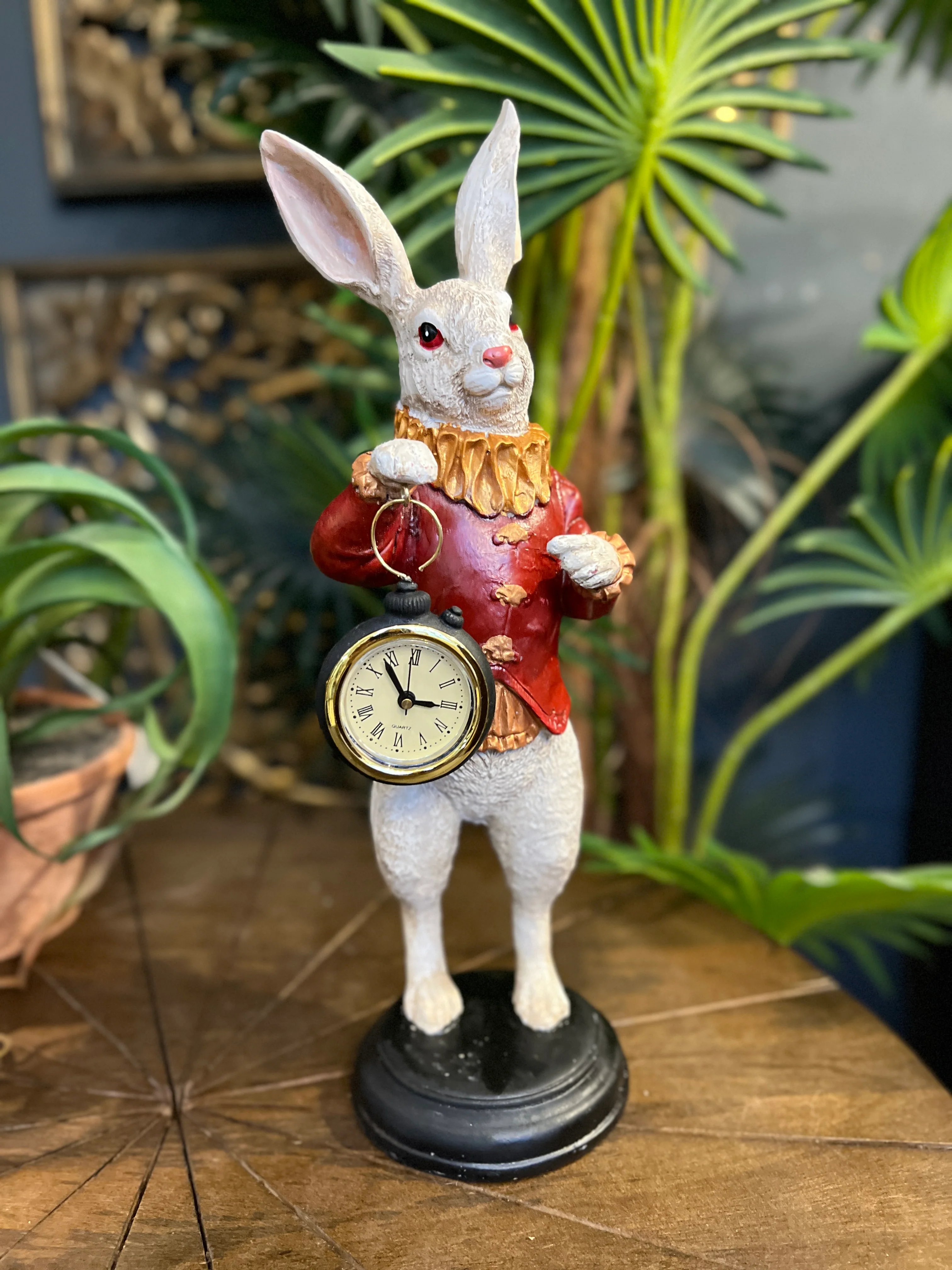 The White Rabbit Standing Clock Figure Red