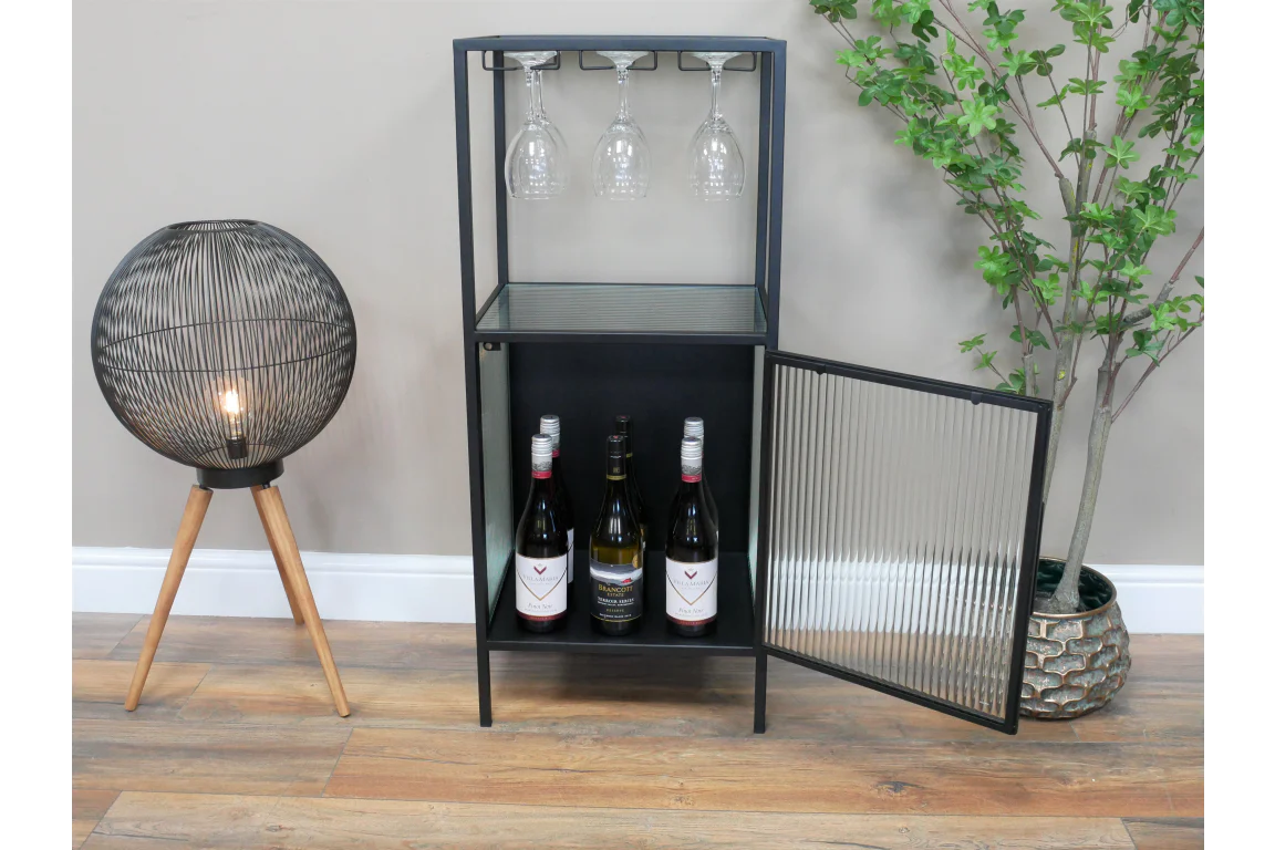 Wine Cabinet with Reeded Glass Door